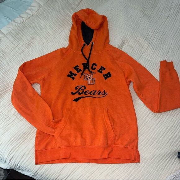 Mercer Bears Orange and Black Sweatshirt with hoodie and kangaroo pocket SZ Sm - Picture 8 of 10